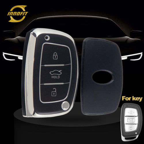HYD1T1-Black-Silver Plating- Car Key Cover For Hyundai