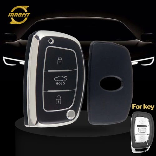 HYD1T1-Black-Silver Plating- Car Key Cover For Hyundai