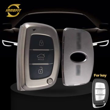 HYD1T1-Black-Metal Gray Plating- Car Key Cover For Hyundai