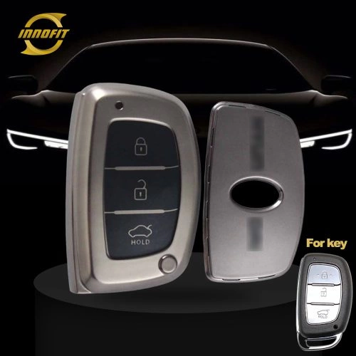 HYD2T1-Black-Metal Gray Plating- Car Key Cover For Hyundai