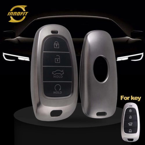 HYE2T1-Black-Metal Gray Plating- Car Key Cover For Hyundai