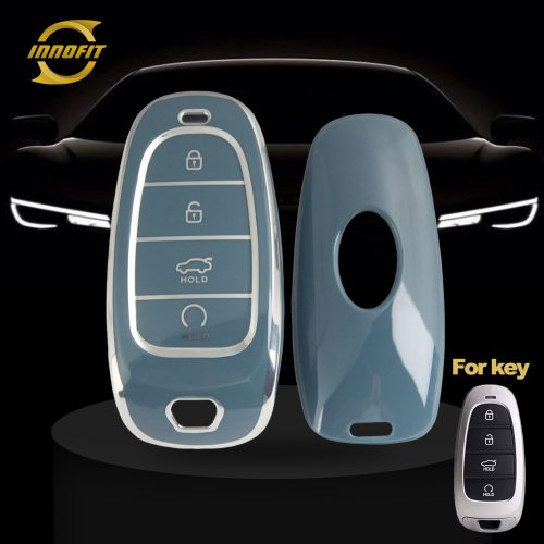 HYE2T1-Granny Grey-Silver Plating- Car Key Cover For Hyundai