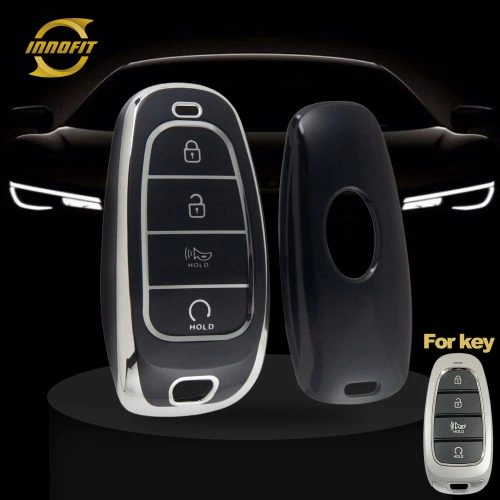 HYE6T1-Black-Silver Plating- Car Key Cover For Hyundai