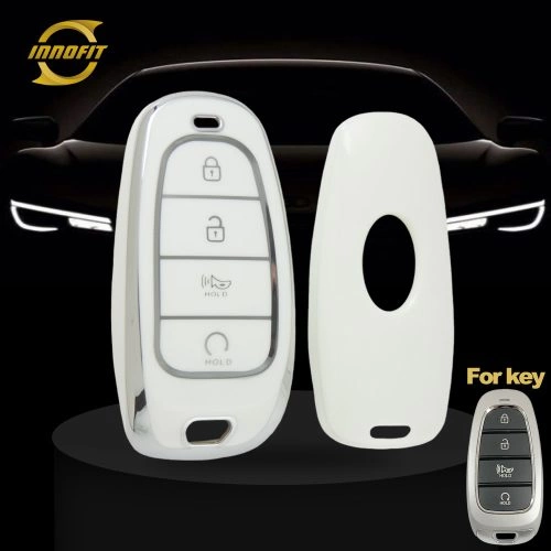 HYE6T1-White-Silver Plating- Car Key Cover For Hyundai