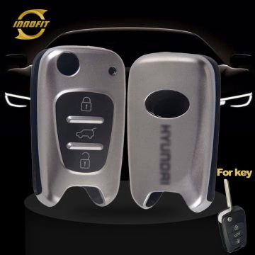 HYG2T1-Black-Metal Gray Plating- Car Key Cover For Hyundai