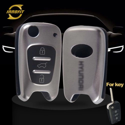 HYG2T1-Black-Metal Gray Plating- Car Key Cover For Hyundai