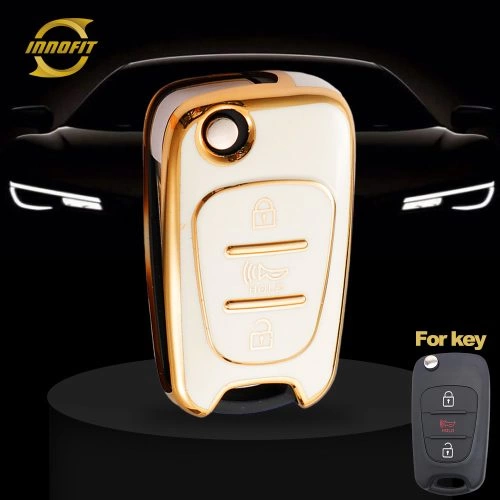 HYG5T1-White-Gold Plating- Car Key Cover For Hyundai