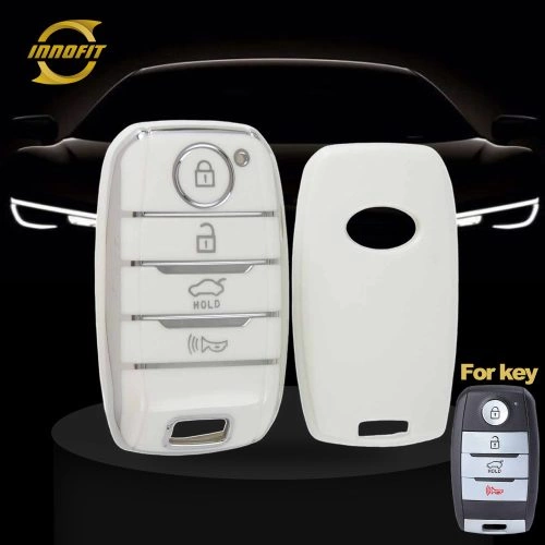 KIC1T1-White-Silver Plating- Car Key Cover For Kia