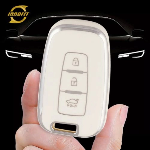HYC1T1-White-Silver Plating- Car Key Cover For Hyundai