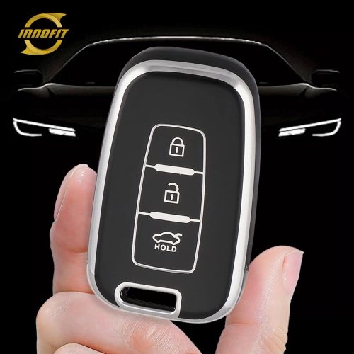 HYC1T1-Black-Silver Plating- Car Key Cover For Hyundai