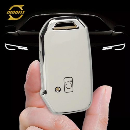 KIK5T1-White-Silver Plating- Car Key Cover For Kia