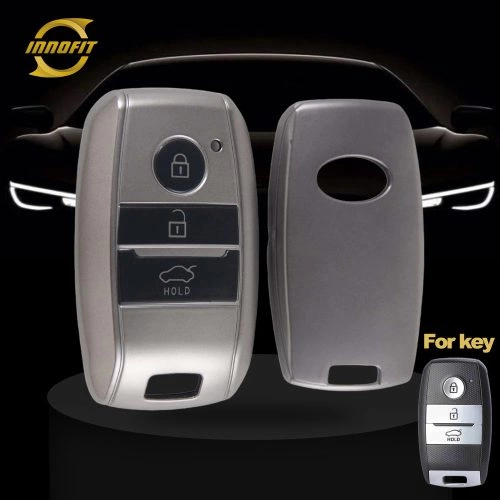 KIH1T1-Black-Metal Gray Plating- Car Key Cover For Kia