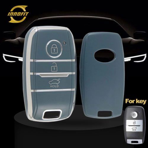 KIH1T1-Granny Grey-Silver Plating- Car Key Cover For Kia