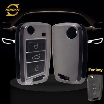 VOA1T1-Black-Metal Gray Plating- Car Key Cover For Volkswagen skoda SEAT