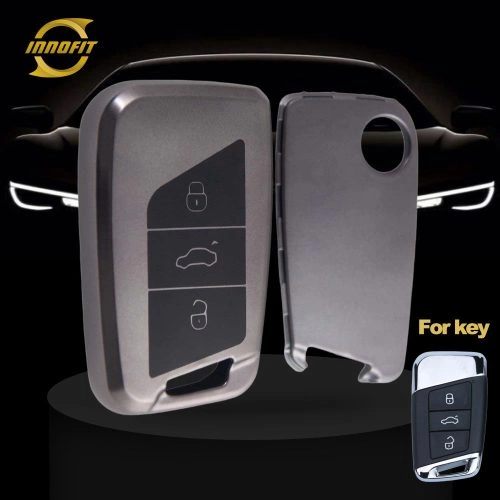 VOD1T1-Black-Metal Gray Plating- Car Key Cover For Volkswagen