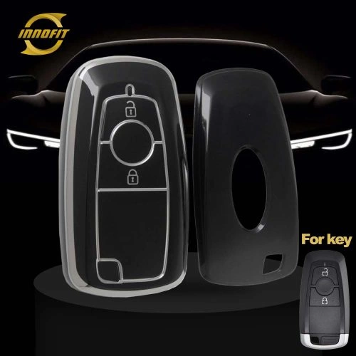 FOB2T1-Black-Silver Plating- Car Key Cover For Ford