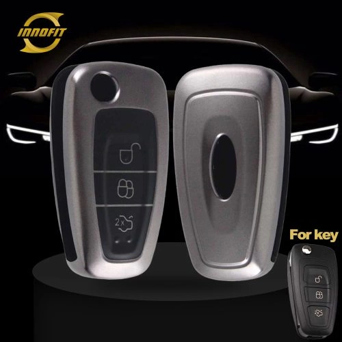 FOD1T1-Black-Metal Gray Plating- Car Key Cover For Ford
