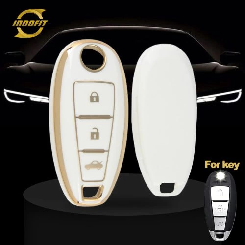 SUA2T1-White-Gold Plating- Car Key Cover For Suzuki