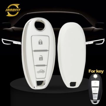 SUA2T1-White-Silver Plating- Car Key Cover For Suzuki