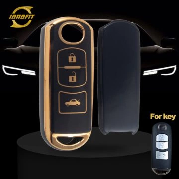 MAB1T1-Black-Gold Plating- Car Key Cover For Mazda