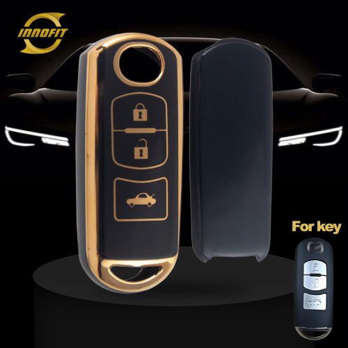 MAB1T1-Black-Gold Plating- Car Key Cover For Mazda