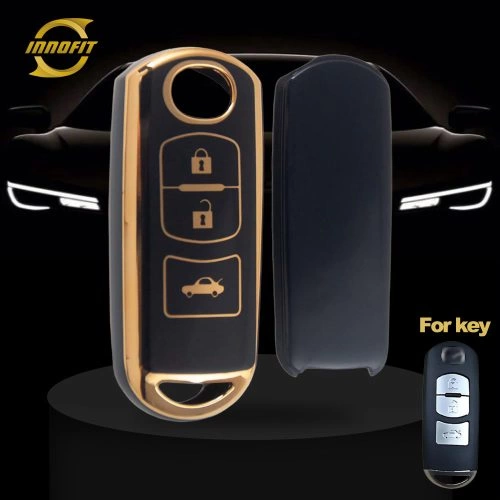 MAB1T1-Черный-Золотое-покрытие-автомобильный-ключ-обложка-для-мазда