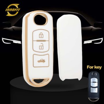 MAB1T1-White-Gold Plating- Car Key Cover For Mazda
