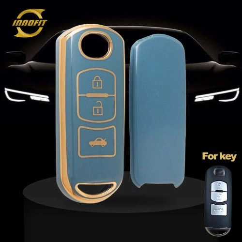 MAB1T1-Granny Grey-Gold Plating- Car Key Cover For Mazda