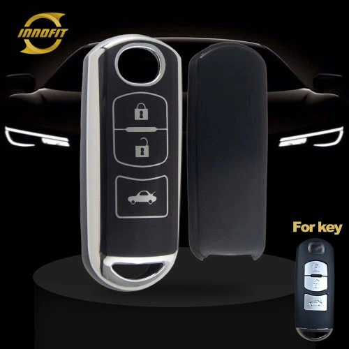 MAB1T1-Black-Silver Plating- Car Key Cover For Mazda