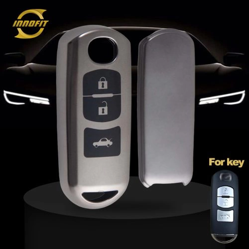 MAB1T1-Black-Metal Gray Plating- Car Key Cover For Mazda