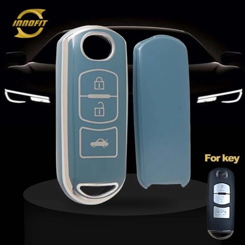 MAB1T1-Granny Grey-Silver Plating- Car Key Cover For Mazda