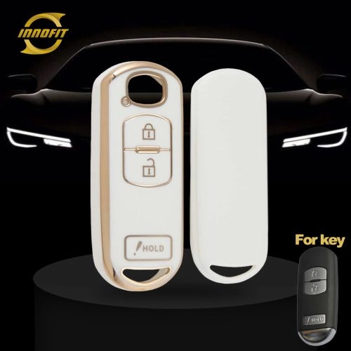 MAB4T1-White-Gold Plating- Car Key Cover For Mazda