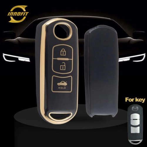 MAB5T1-Black-Gold Plating- Car Key Cover For Mazda