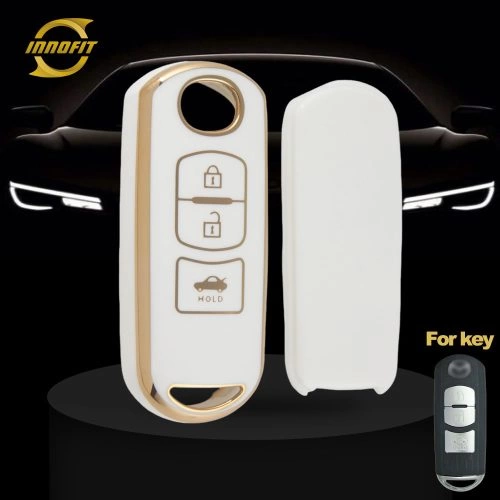 MAB5T1-White-Gold Plating- Car Key Cover For Mazda