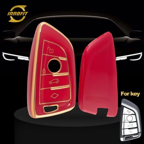 BMB1T1-Red-Gold Plating- Car Key Cover For BMW