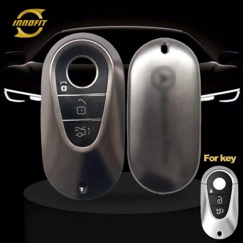 MEA1T1-Black-Metal Gray Plating- Car Key Cover For Mercedes-Benz