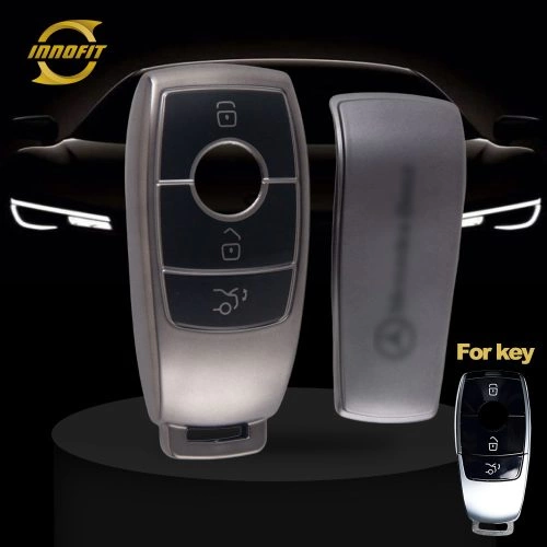 MEB1T1-Black-Metal Gray Plating- Car Key Cover For Mercedes-Benz