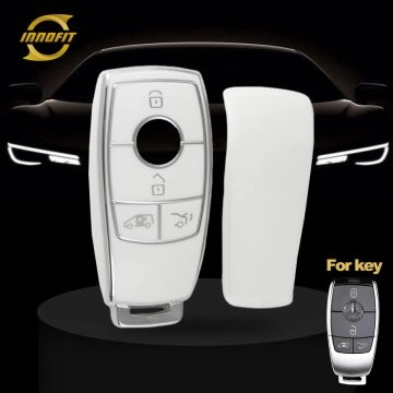 MEB3T1-White-Silver Plating- Car Key Cover For Mercedes-Benz