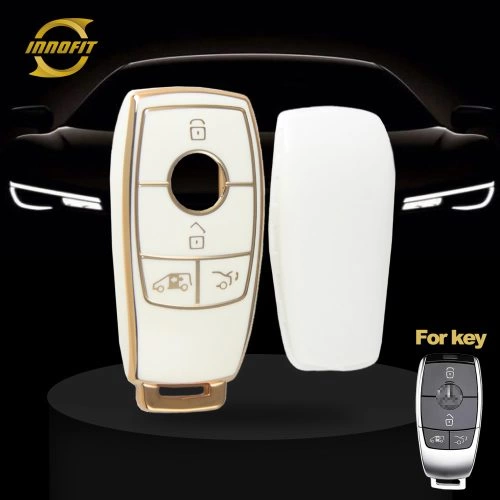 MEB3T1-White-Gold Plating- Car Key Cover For Mercedes-Benz