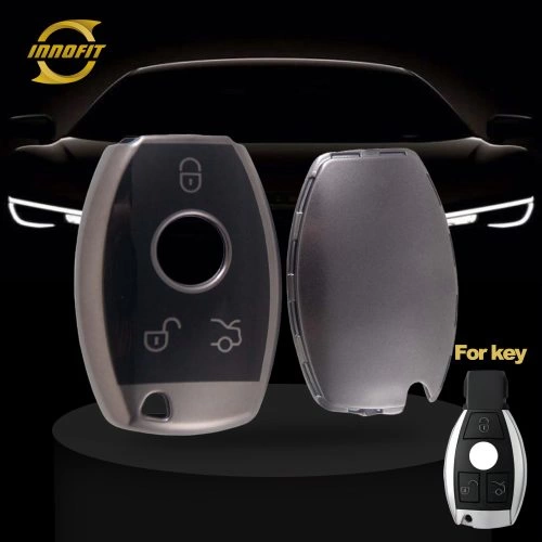MEC1T1-Black-Metal Gray Plating- Car Key Cover For Mercedes-Benz