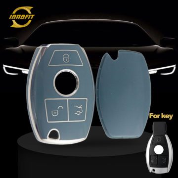 MEC1T1-Granny Grey-Silver Plating- Car Key Cover For Mercedes-Benz