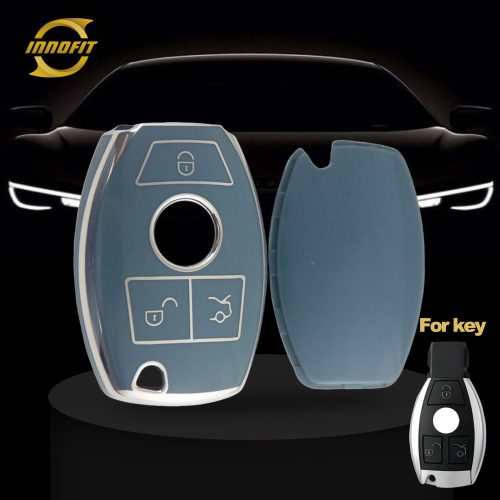 MEC1T1-Granny Grey-Silver Plating- Car Key Cover For Mercedes-Benz