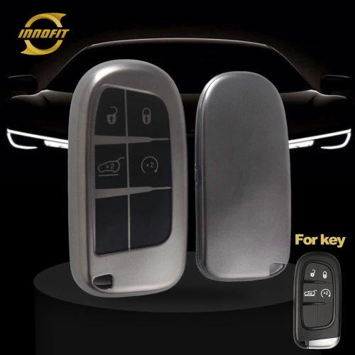 JEA3T1-Black-Metal Gray Plating- Car Key Cover For Jeep Dodge Chrysler