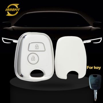 PUF2T1-White-Silver Plating- Car Key Cover For Peugeot Citroen