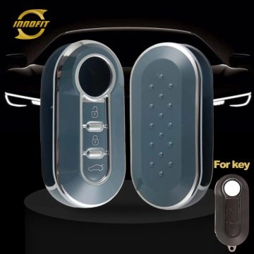 FIA1T1-Granny Grey-Silver Plating- Car Key Cover For Fiat