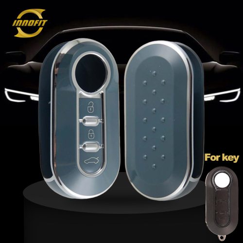 FIA1T1-Granny Grey-Silver Plating- Car Key Cover For Fiat