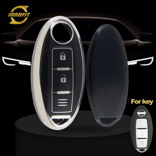 NIB1T1-Black-Silver Plating- Car Key Cover For Nissan Infiniti