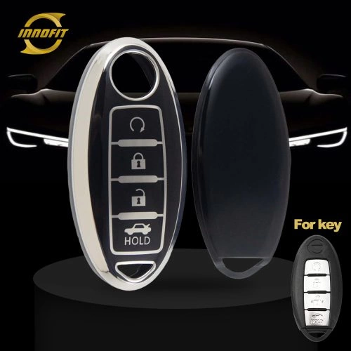 NIB4T1-Black-Silver Plating- Car Key Cover For Nissan Infiniti