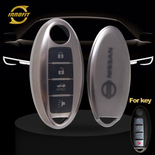 NIB5T1-Black-Metal Gray Plating- Car Key Cover For Nissan Infiniti