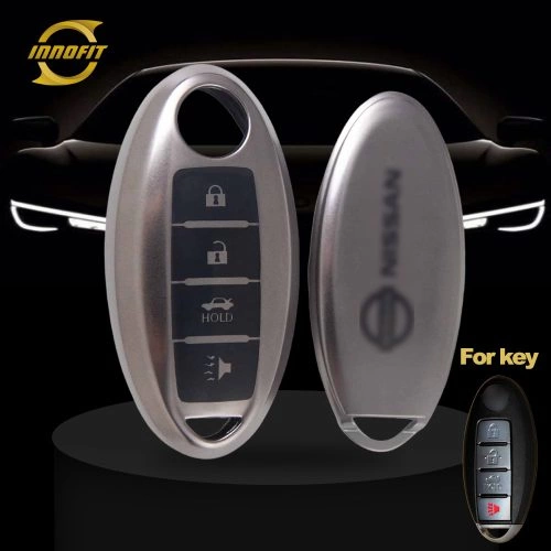 NIB5T1-Black-Metal Gray Plating- Car Key Cover For Nissan Infiniti